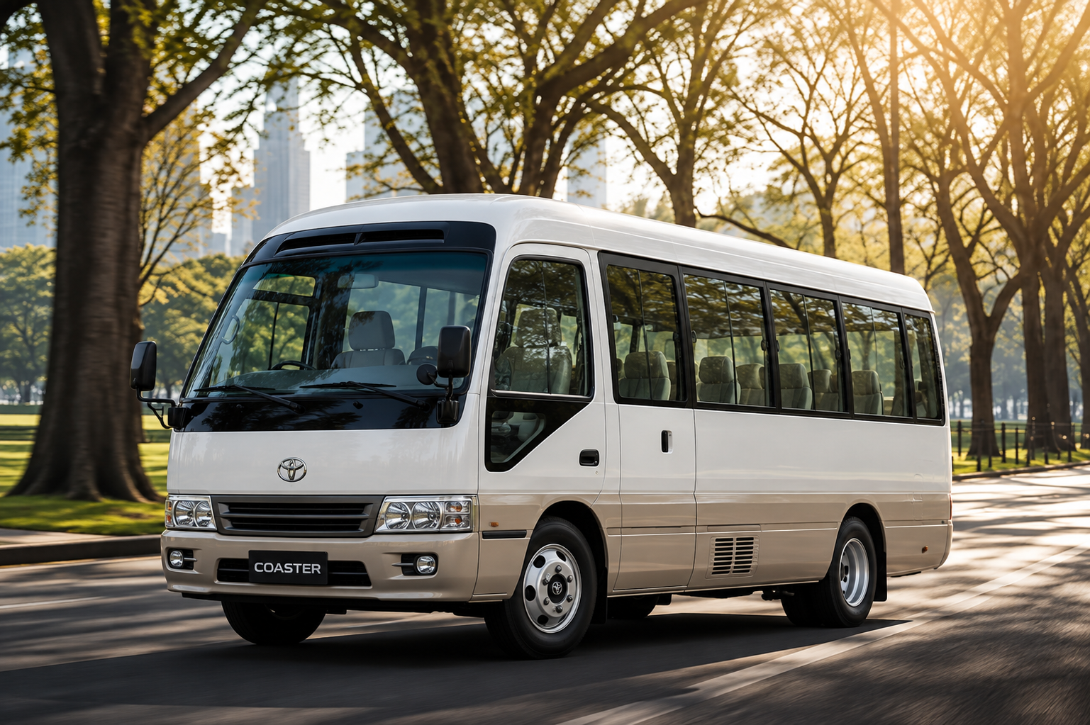 Toyota Coaster in Golden Parklight